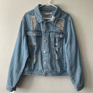 CI SONO Distressed Denim Jean Jacket Women’s Plus Size 3X Blue Jean Jacket